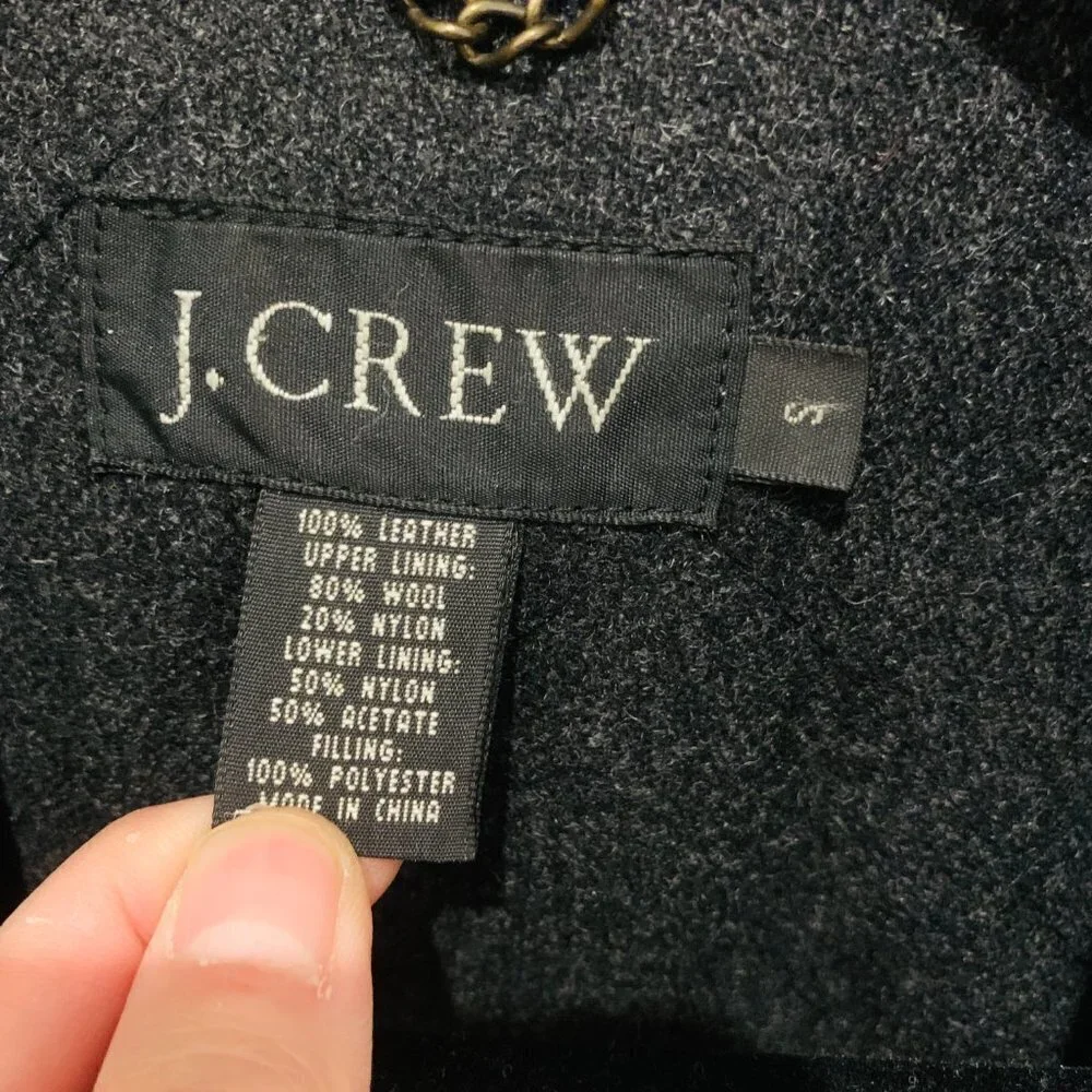 J CREW Suede Leather Jacket Lined Coat Button Down Wool Lining Brown Vintage 90s